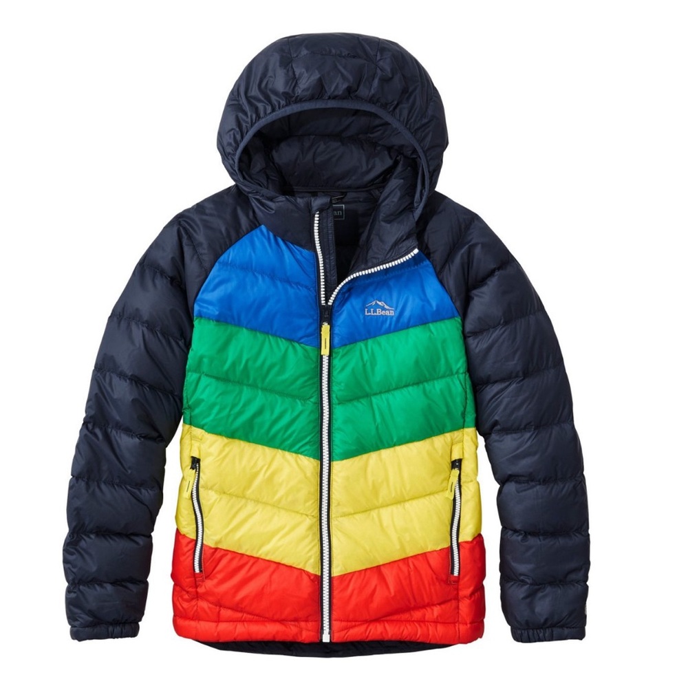 LL Bean Kids' Ultralight 650 Down Jacket, Colorblock size 10-12